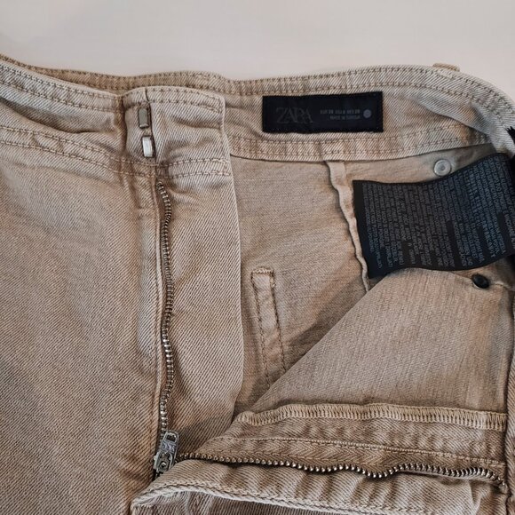 Zara ZW Collection High Waist Wide Leg Tan Jeans Size 6 - Picture 12 of 13